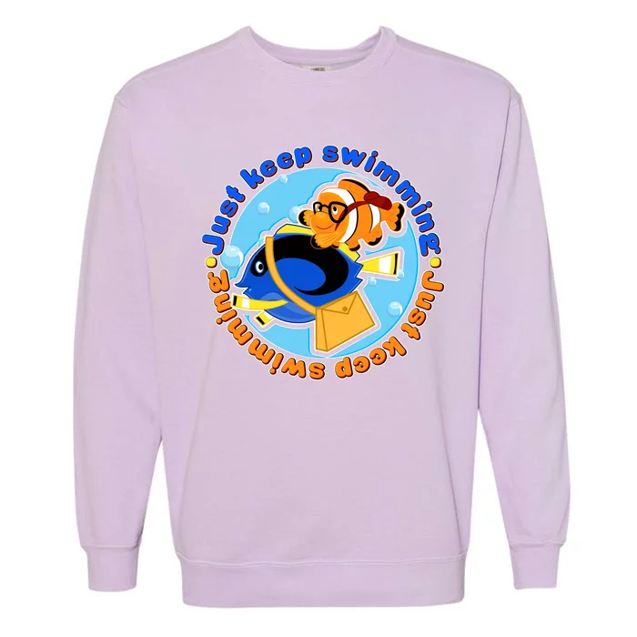 Just Keep Swimming Fish Garment-Dyed Sweatshirt