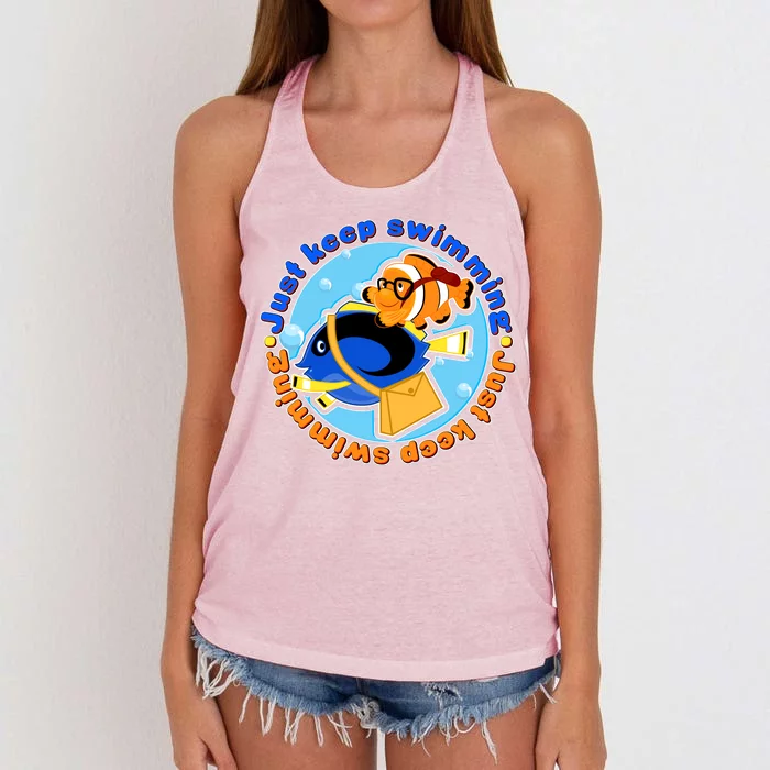 Just Keep Swimming Fish Women's Knotted Racerback Tank