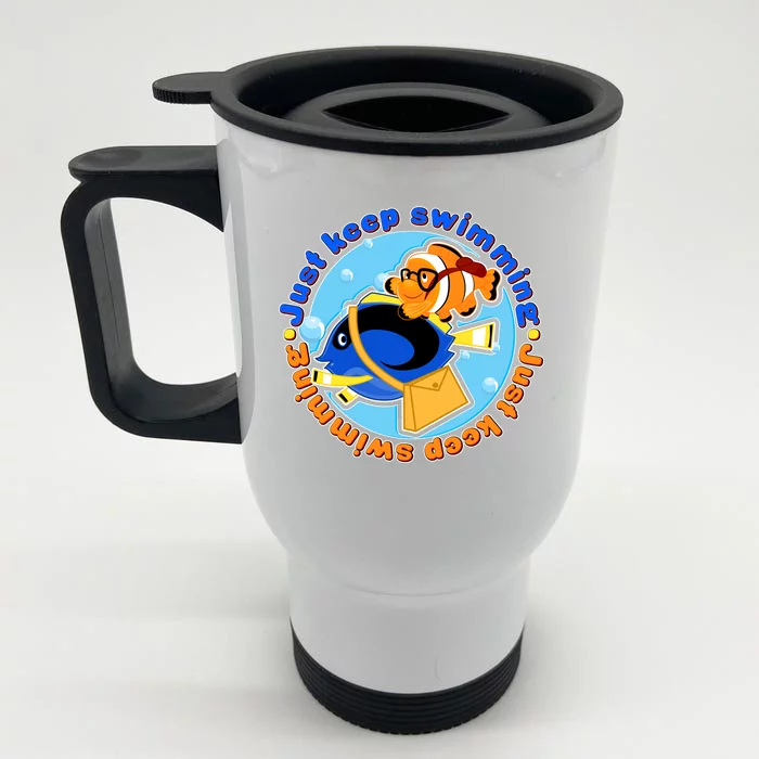 Just Keep Swimming Fish Front & Back Stainless Steel Travel Mug