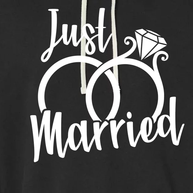 Just Married Ring Logo Garment-Dyed Fleece Hoodie