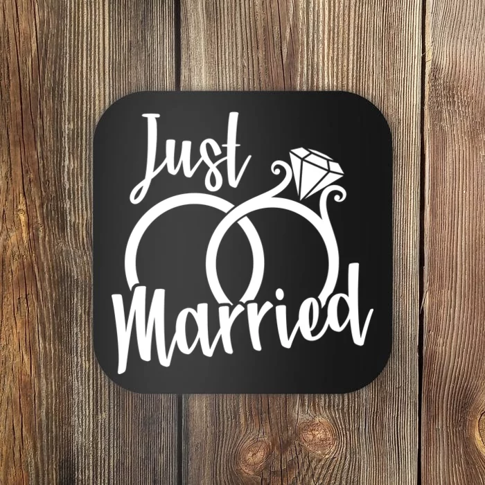 Just Married Ring Logo Coaster