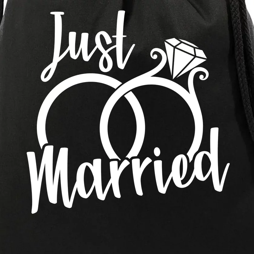 Just Married Ring Logo Drawstring Bag