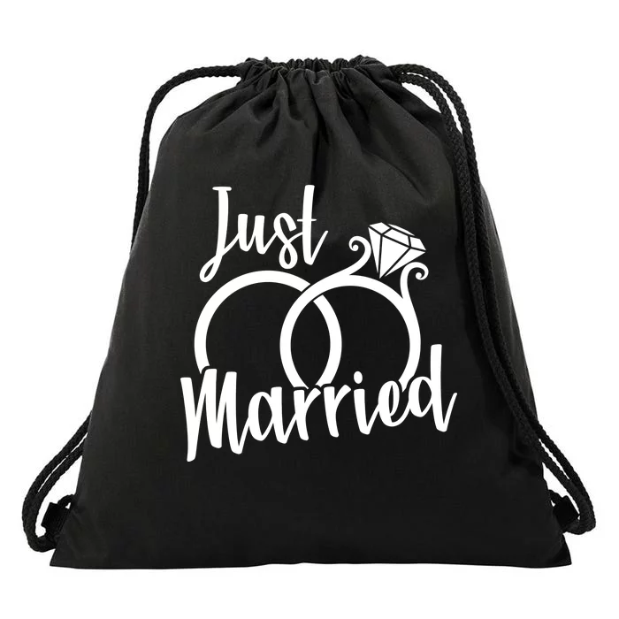 Just Married Ring Logo Drawstring Bag