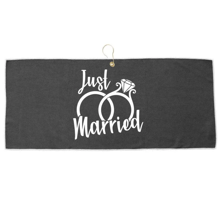 Just Married Ring Logo Large Microfiber Waffle Golf Towel