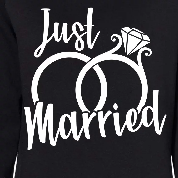 Just Married Ring Logo Womens California Wash Sweatshirt