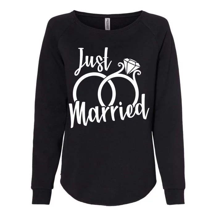 Just Married Ring Logo Womens California Wash Sweatshirt