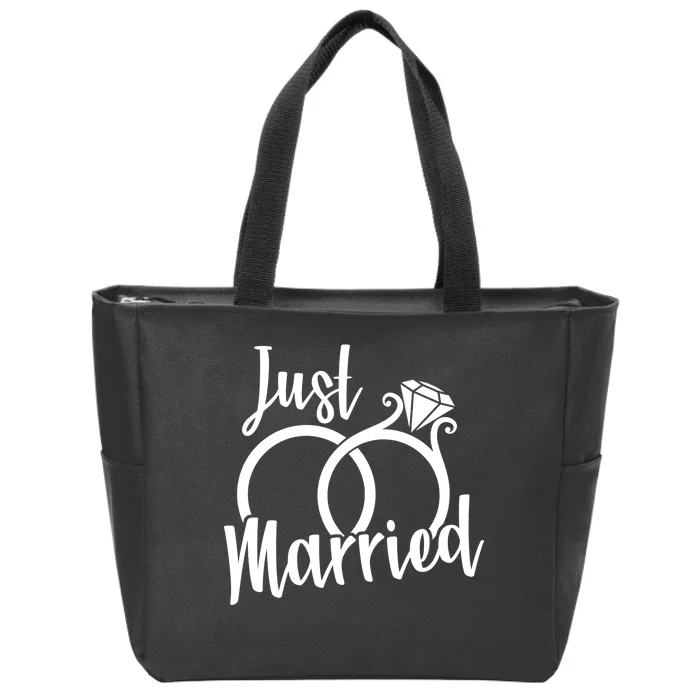 Just Married Ring Logo Zip Tote Bag