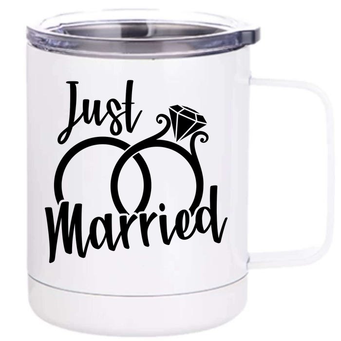 Just Married Ring Logo Front & Back 12oz Stainless Steel Tumbler Cup