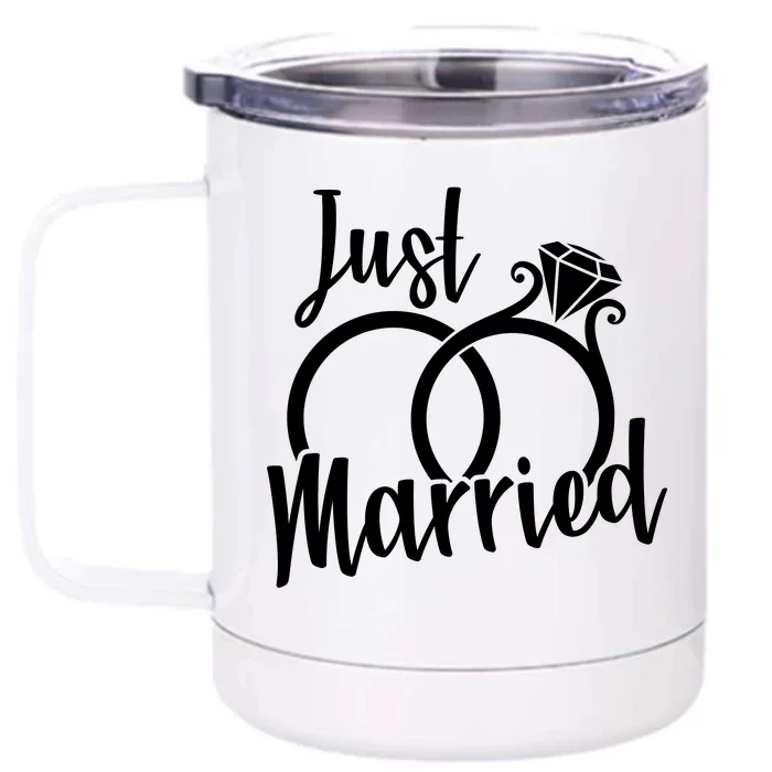 Just Married Ring Logo Front & Back 12oz Stainless Steel Tumbler Cup