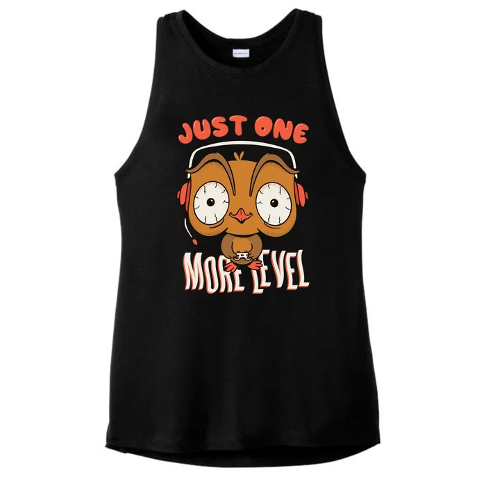 Just One More Level Owl Ladies Tri-Blend Wicking Tank