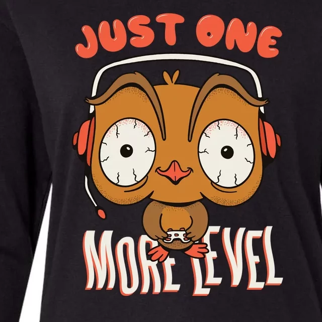 Just One More Level Owl Womens Cotton Relaxed Long Sleeve T-Shirt