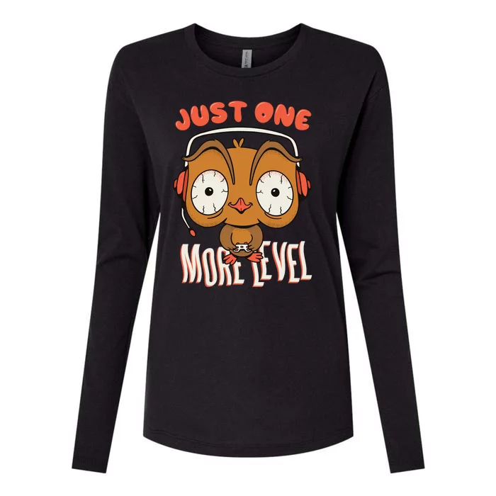 Just One More Level Owl Womens Cotton Relaxed Long Sleeve T-Shirt