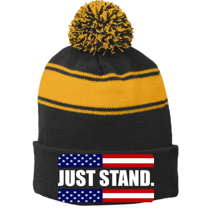 Just Stand Stripe Pom Pom Beanie