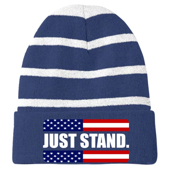 Just Stand Striped Beanie with Solid Band