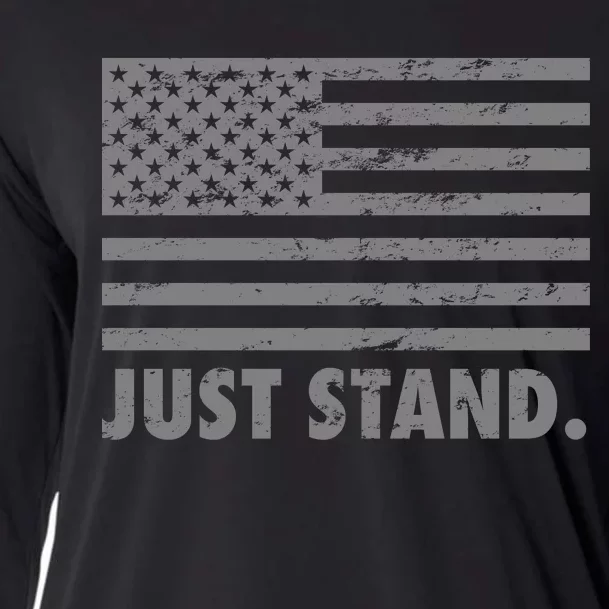 Just Stand Grey Style Flag Cooling Performance Long Sleeve Crew