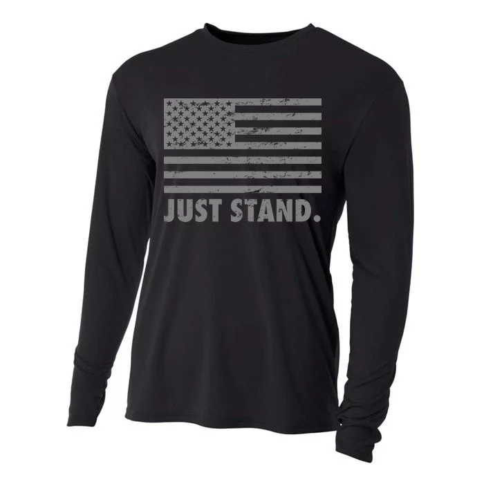 Just Stand Grey Style Flag Cooling Performance Long Sleeve Crew