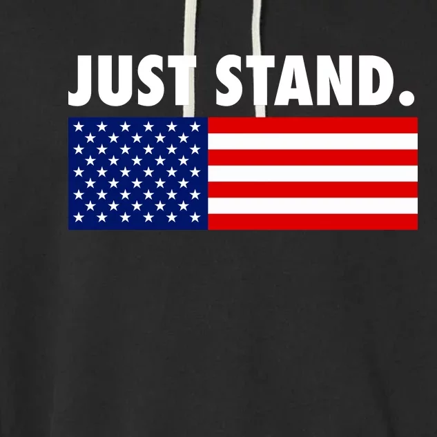 Just Stand Striped American Flag Garment-Dyed Fleece Hoodie