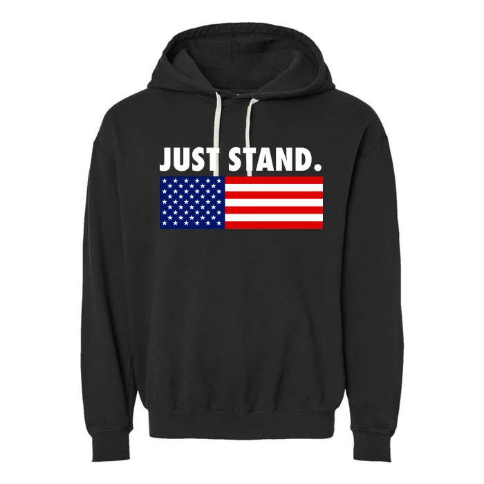 Just Stand Striped American Flag Garment-Dyed Fleece Hoodie