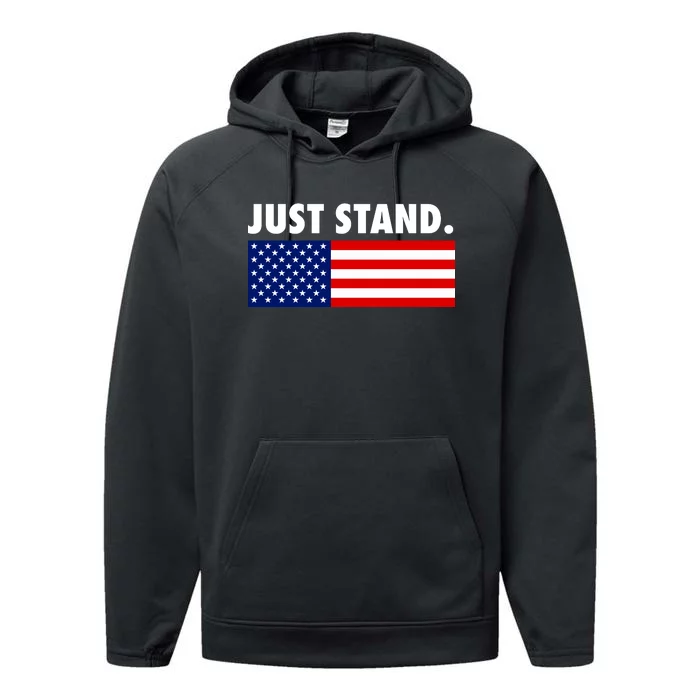 Just Stand Striped American Flag Performance Fleece Hoodie