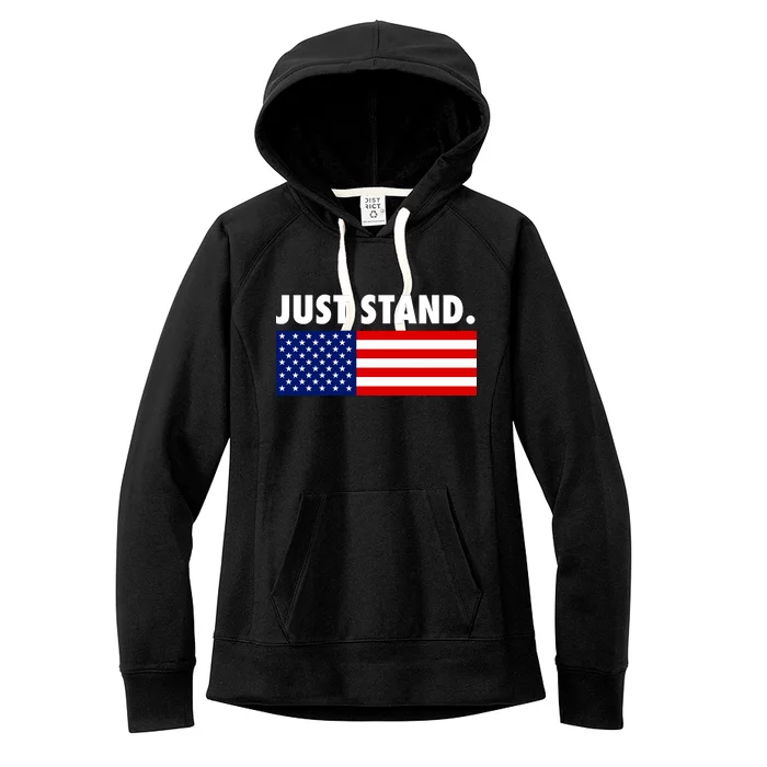 Just Stand Striped American Flag Women's Fleece Hoodie