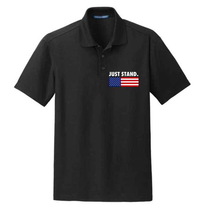 Just Stand Striped American Flag Dry Zone Grid Performance Polo