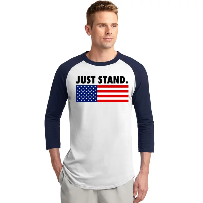 Just Stand Striped American Flag Baseball Sleeve Shirt