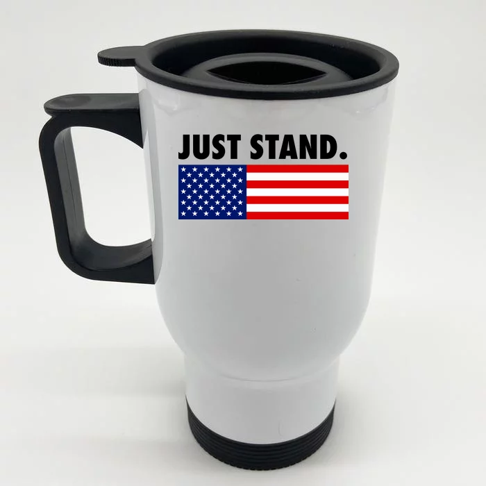 Just Stand Striped American Flag Front & Back Stainless Steel Travel Mug