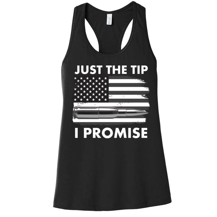 Just the Tip I Promise USA Bullet Flag Women's Racerback Tank