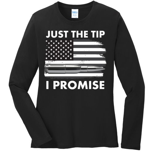 Just the Tip I Promise USA Bullet Flag Ladies Missy Fit Long Sleeve Shirt
