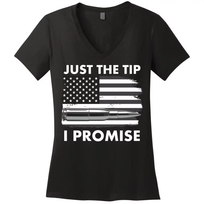 Just the Tip I Promise USA Bullet Flag Women's V-Neck T-Shirt