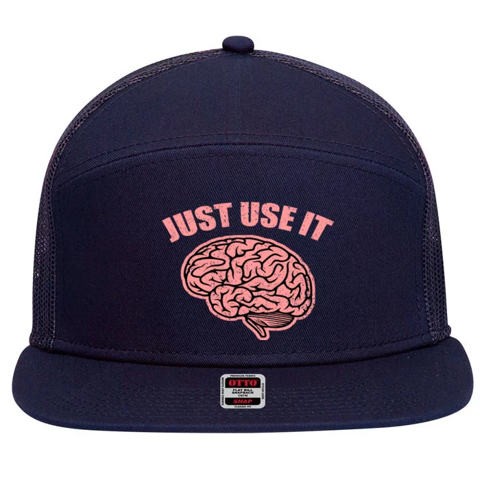 Just Use It Funny Brain 7 Panel Mesh Trucker Snapback Hat