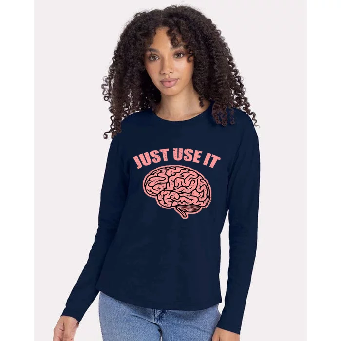 Just Use It Funny Brain Womens Cotton Relaxed Long Sleeve T-Shirt