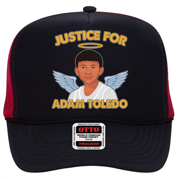 Justice For Adam Toledo Angel High Crown Mesh Trucker Hat