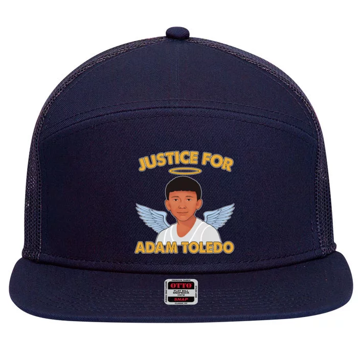 Justice For Adam Toledo Angel 7 Panel Mesh Trucker Snapback Hat