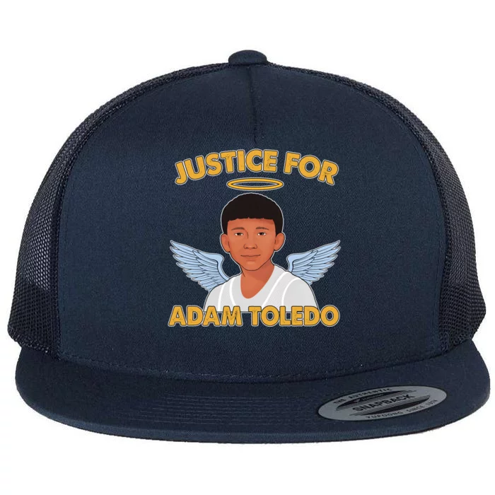 Justice For Adam Toledo Angel Flat Bill Trucker Hat