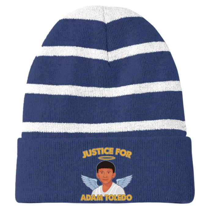 Justice For Adam Toledo Angel Striped Beanie with Solid Band