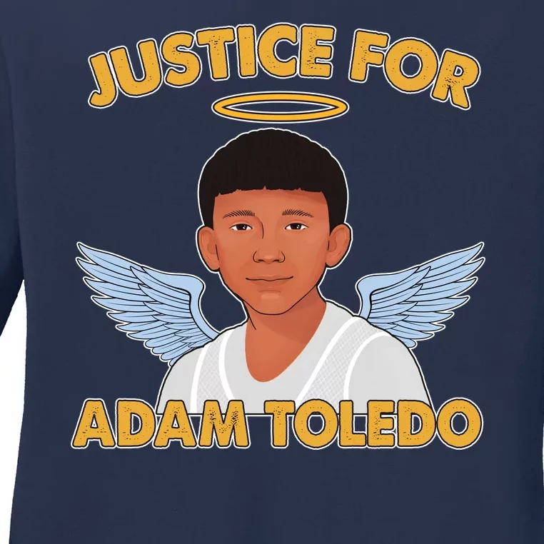 Justice For Adam Toledo Angel Ladies Long Sleeve Shirt