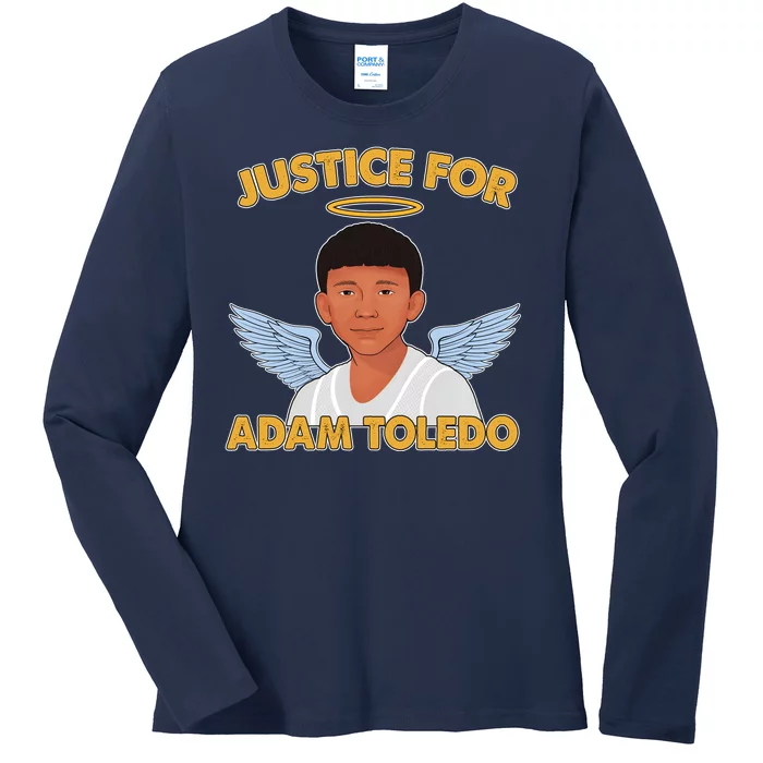 Justice For Adam Toledo Angel Ladies Long Sleeve Shirt