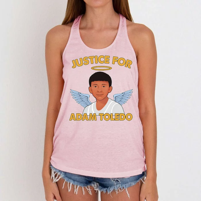 Justice For Adam Toledo Angel Women's Knotted Racerback Tank