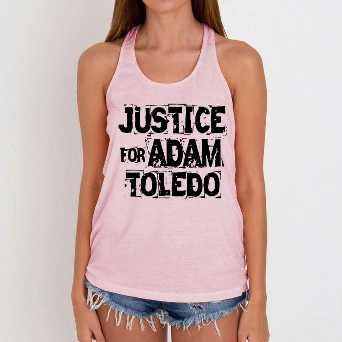 Justice for Adam Toledo BLM Black Lives Matter Women's Knotted Racerback Tank