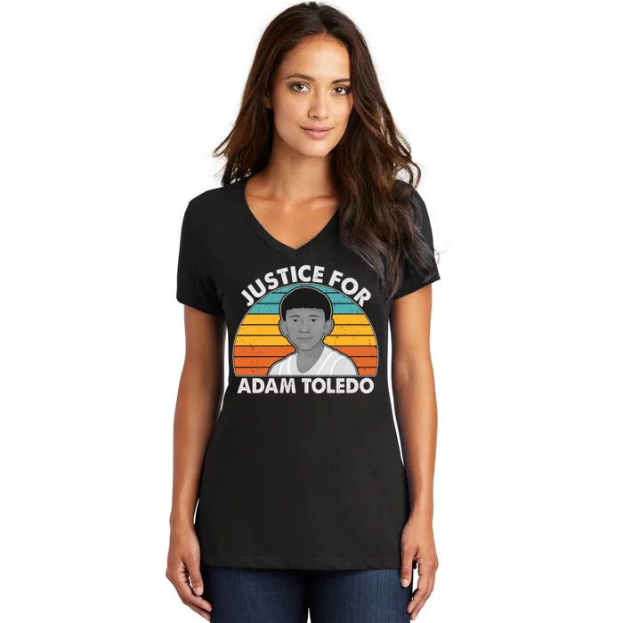 Justice For Adam Toledo Vintage Women's V-Neck T-Shirt