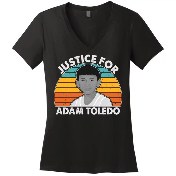 Justice For Adam Toledo Vintage Women's V-Neck T-Shirt