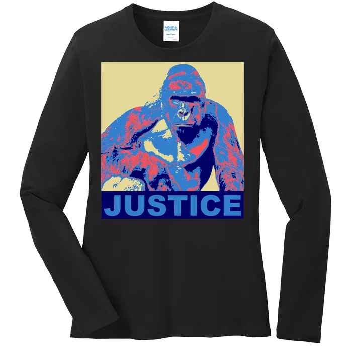 Justice For Harambe RIP Poster Ladies Long Sleeve Shirt