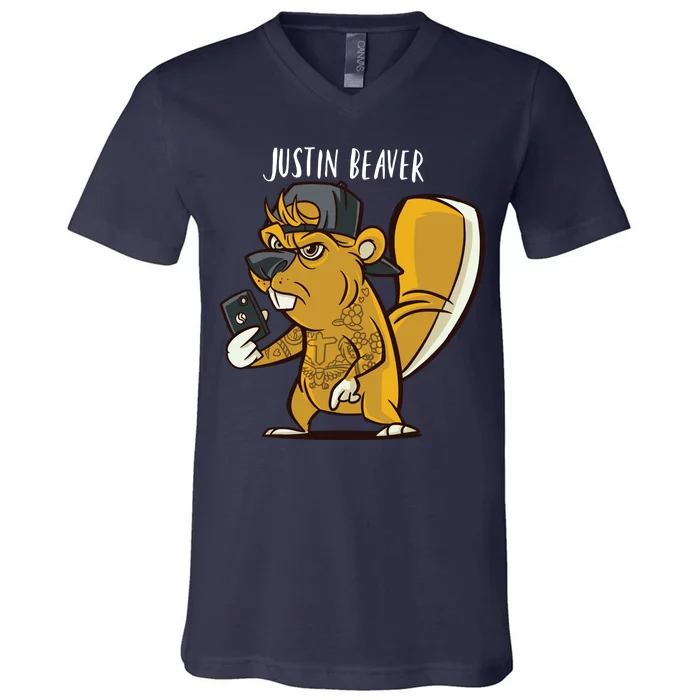 Justin Beaver V-Neck T-Shirt