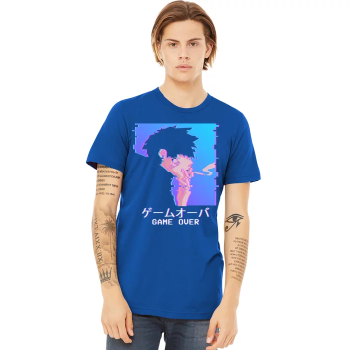 Japanese Vaporwave Aesthetic Sad Anime Game Over Lofi Cool Gift Premium T-Shirt