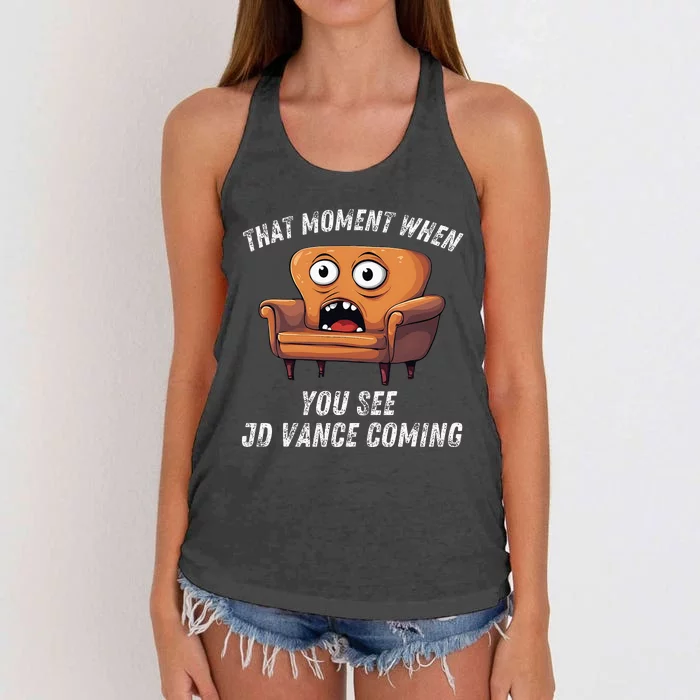 Jd Vance Couch That Moment When You See Jd Coming Women's Knotted Racerback Tank