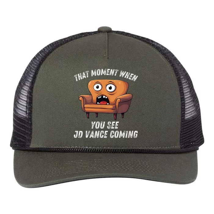 Jd Vance Couch That Moment When You See Jd Coming Retro Rope Trucker Hat Cap