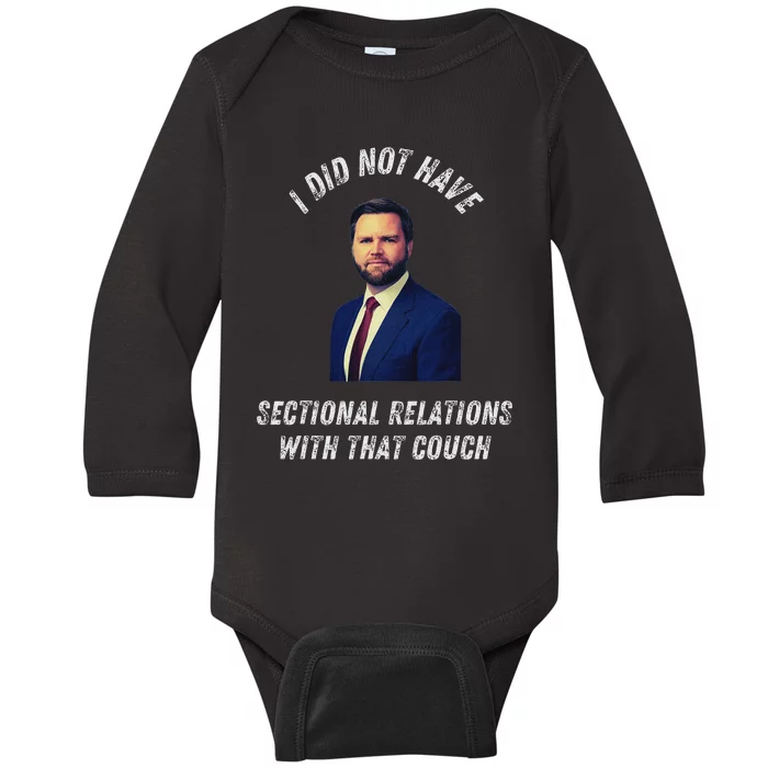 Jd Vance Couch I Did Not Have Sectional Relations Funny Meme Baby Long Sleeve Bodysuit