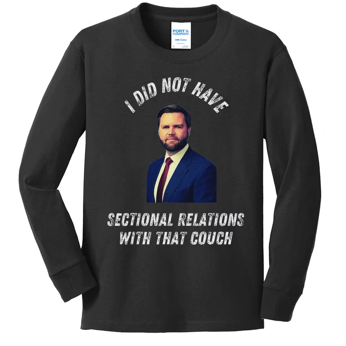 Jd Vance Couch I Did Not Have Sectional Relations Funny Meme Kids Long Sleeve Shirt