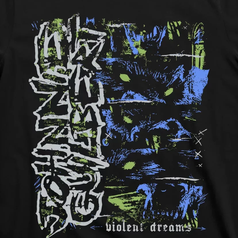 Johnnieguilbert Violent Dream Wolf Blue Green T-Shirt